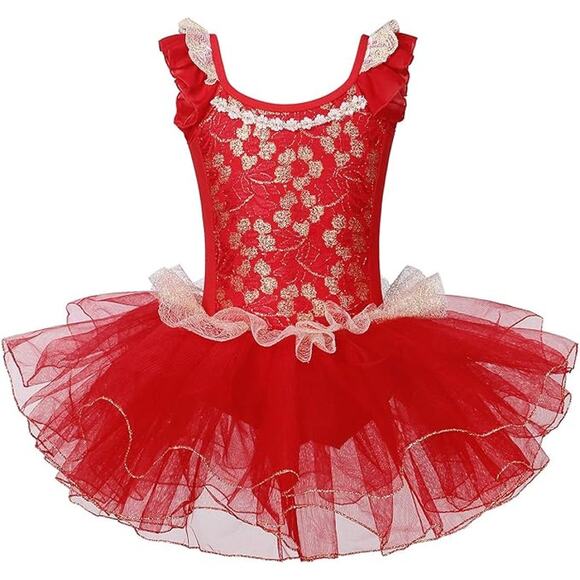 Girls Skirted Leotards Ballet Dance Tutu Princess Dress Ballerina Costumes 3-8Y - Picture 1 of 6